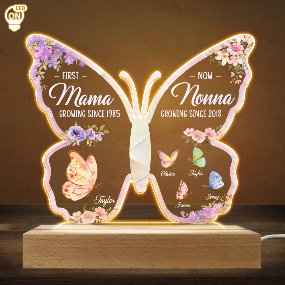 First Mom Now Great Grandma - Personalized Custom LED Light