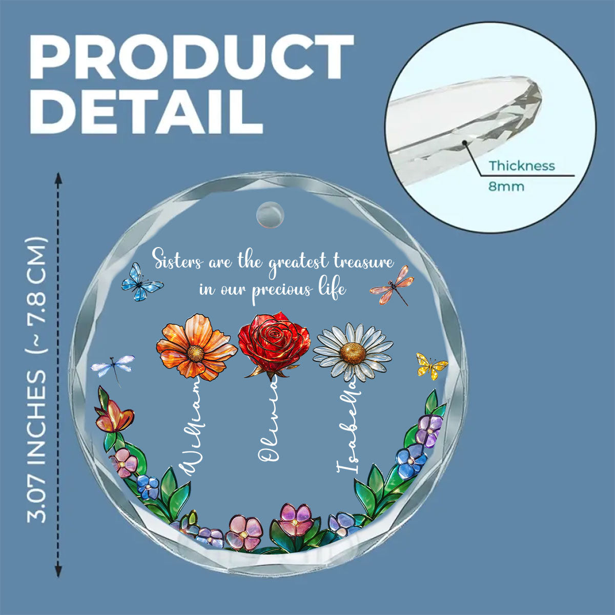 Sisters Make The World Brighter - Personalized Custom Glass Ornament