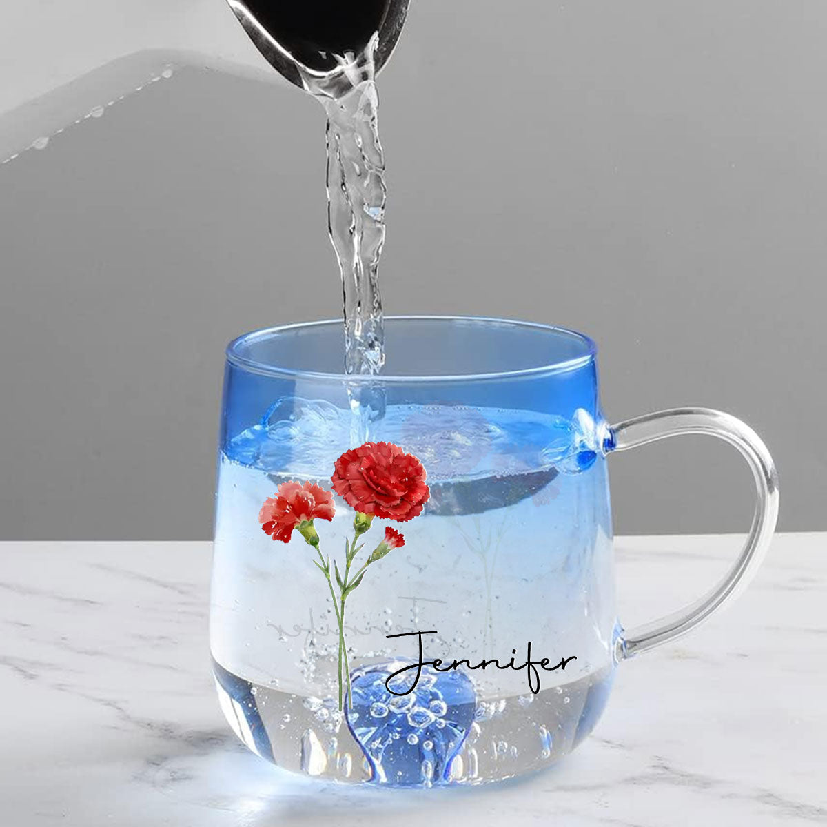 You Are The Most Beautiful Flower - Personalized Custom Blue Gradient Glass Mug
