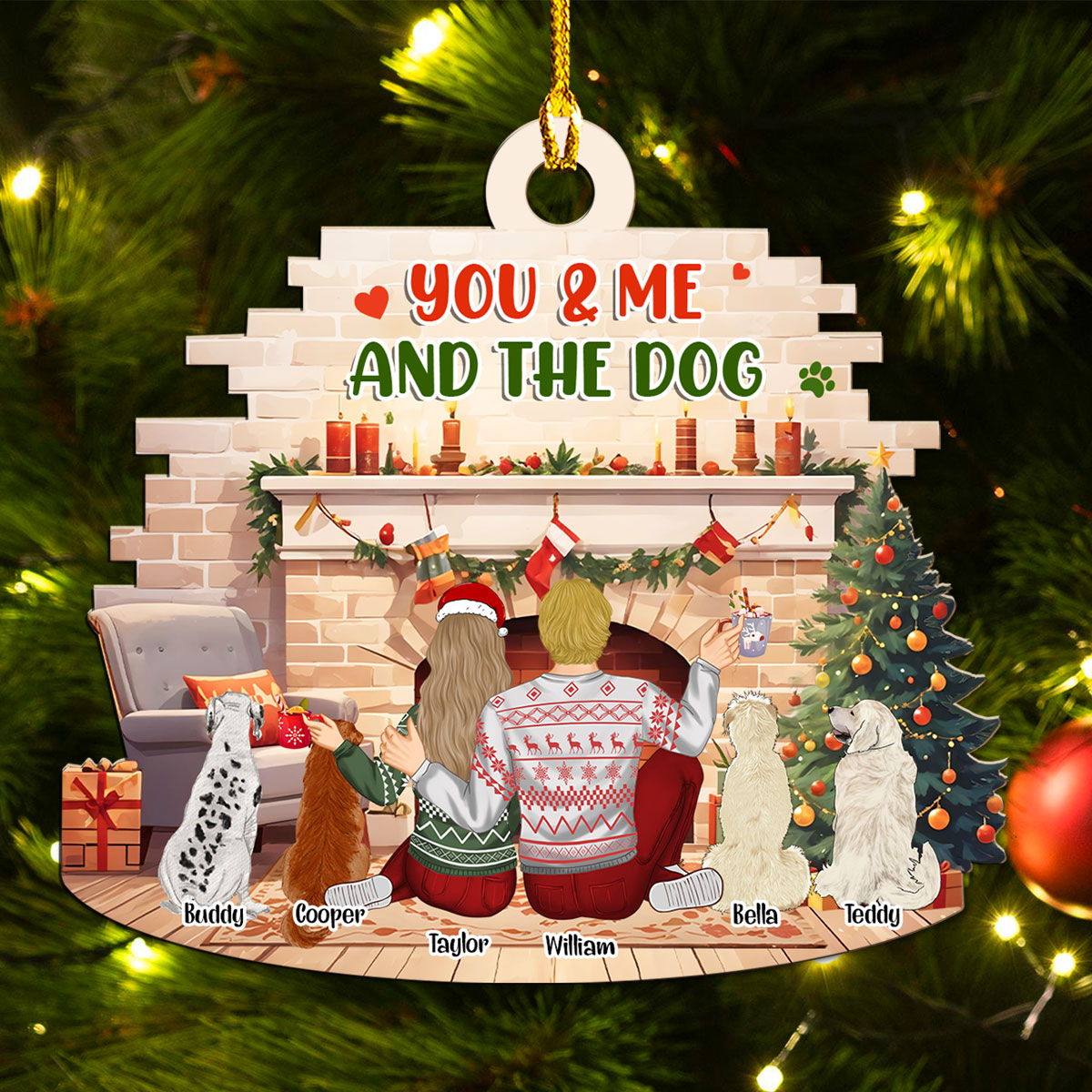You Me Our Dogs Family - Personalized Custom Wood Ornament
