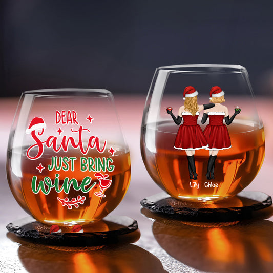 Christmas Besties - Personalized Custom Wine Glass