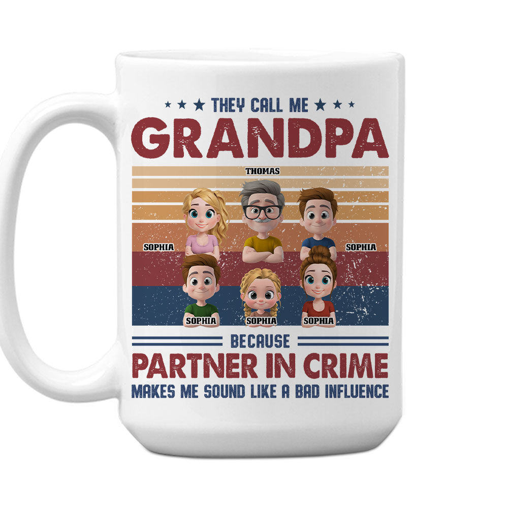 Partner In Crime With My Grandkids - Personalized Custom Coffee Mug