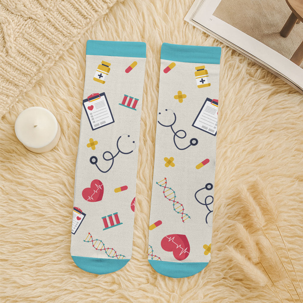 Proud To Be A Nurse - Personalized Custom Crew Socks