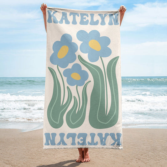 Custom Birth Month Flower Friends Sisters Summer Gift - Personalized Custom Beach Towel