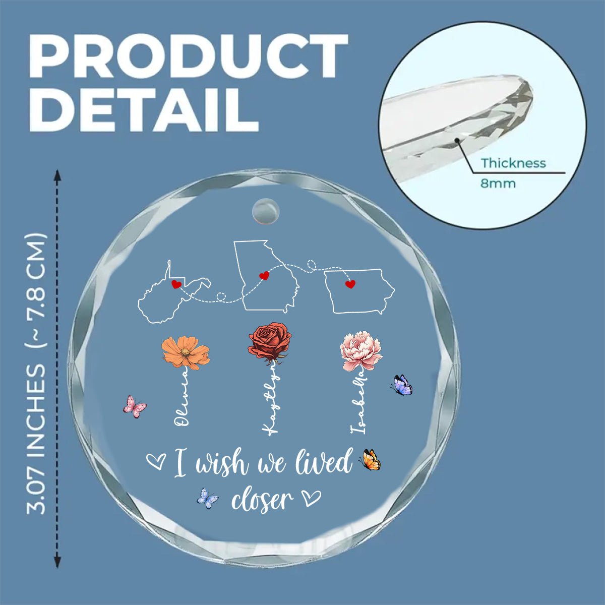 Always Close At Heart - Personalized Custom Glass Ornament