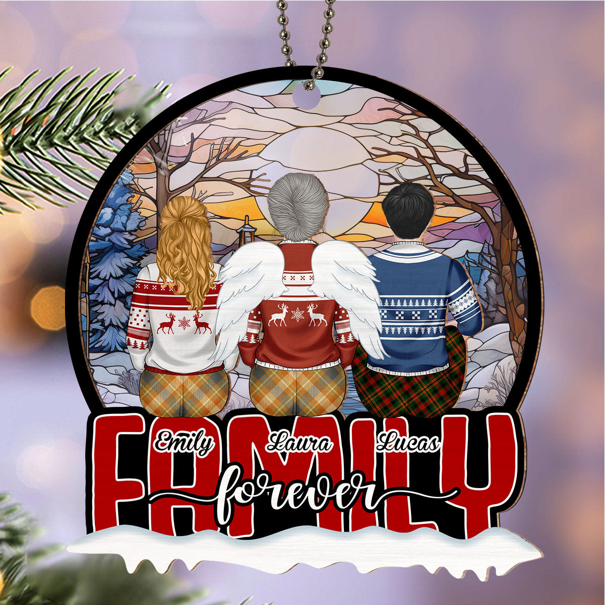 Family Last Forever - Personalized Custom Suncatcher Ornament