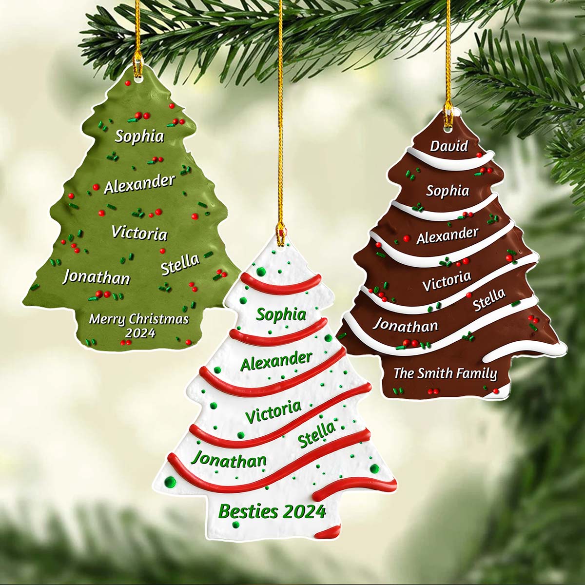 Christmas Tree Cake - Personalized Custom Acrylic Ornament - Gifts For Family, Friends, Coworkers
