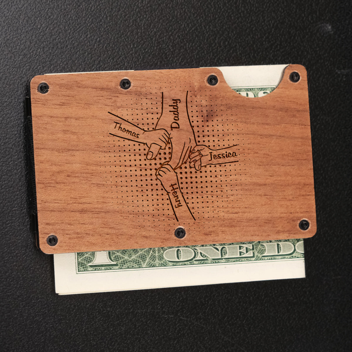 Holding Hands - Personalized Custom Engraved Wooden Card Holder