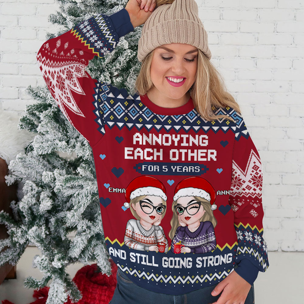 Besties Annoying Each Other - Personalized Custom All-Over-Print Sweatshirt