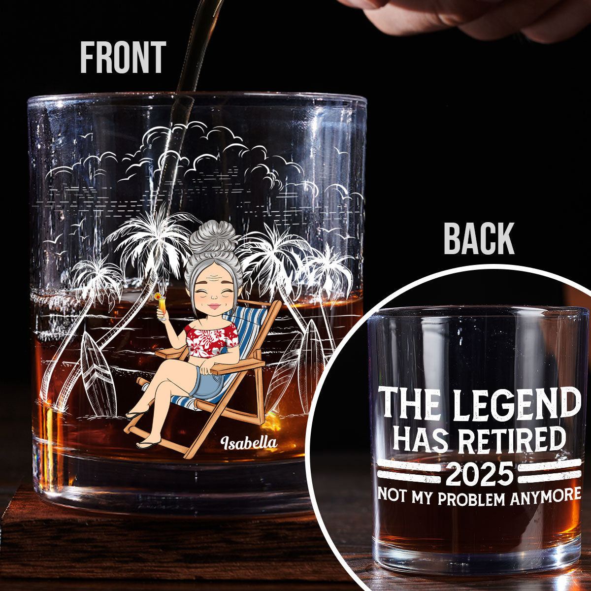 Retired Legend - Personalized Custom Whiskey Glass