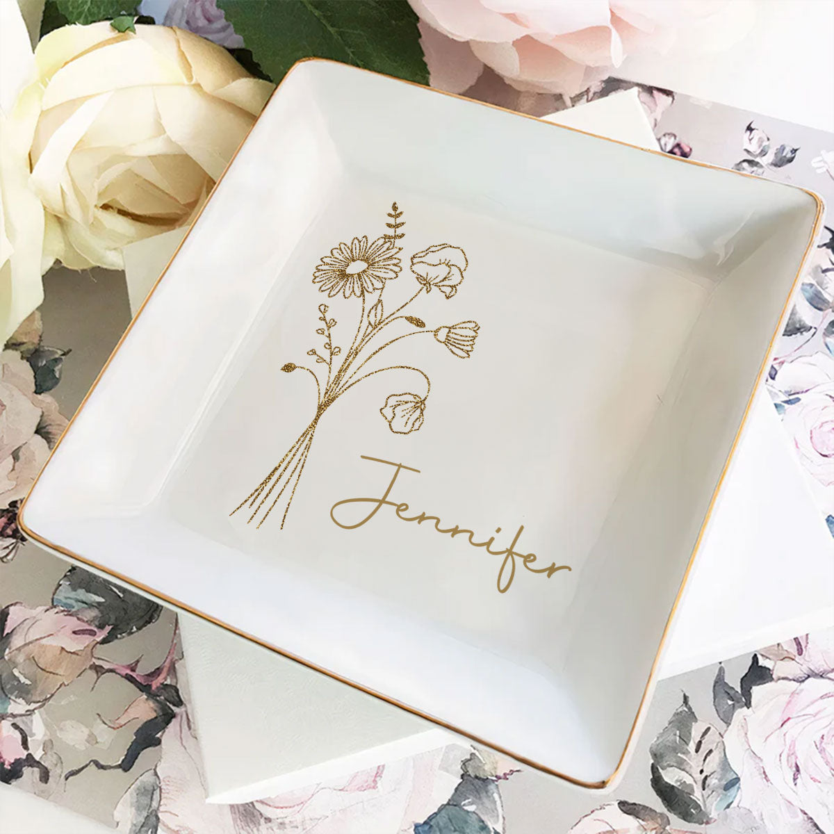 Friends Are Blossoms That Last Forever - Personalized Custom Jewelry Dish