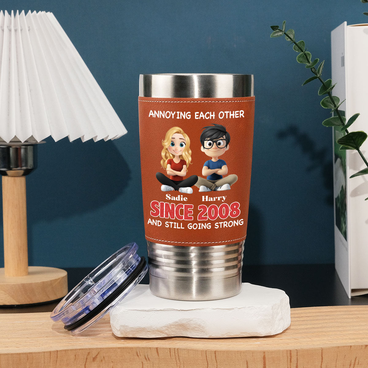 Together Forever - Personalized Custom Leather Tumbler
