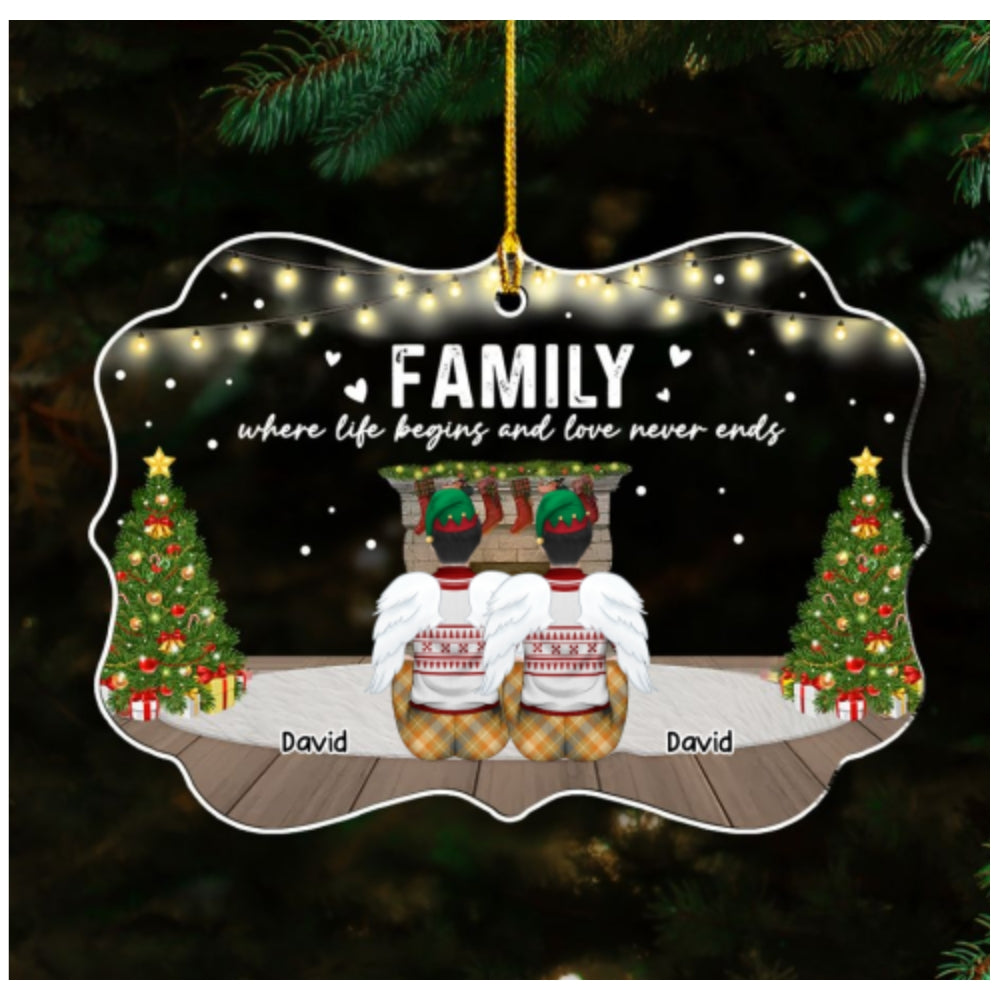 Family Where Love Never Ends - Personalized Custom Acrylic Ornament