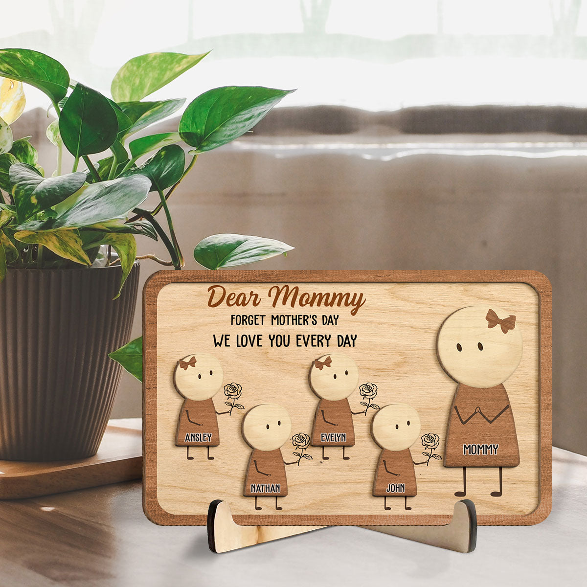 We Love You Everyday - Personalized Custom Wooden Plaque