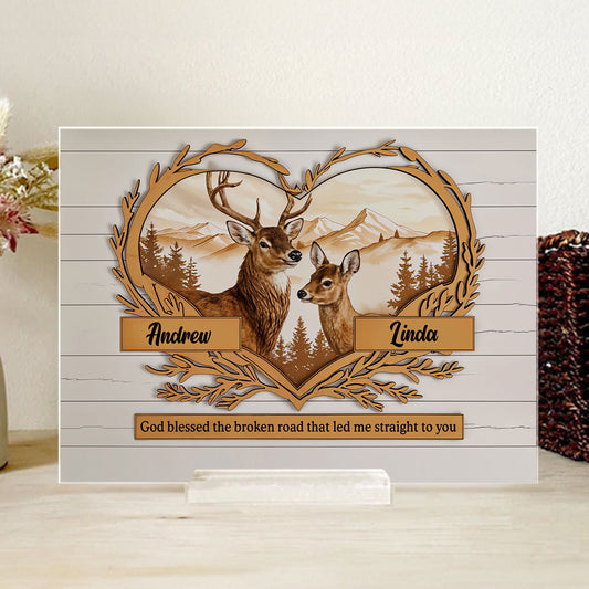 Deer Love - Personalized Custom Acrylic Plaque With Base