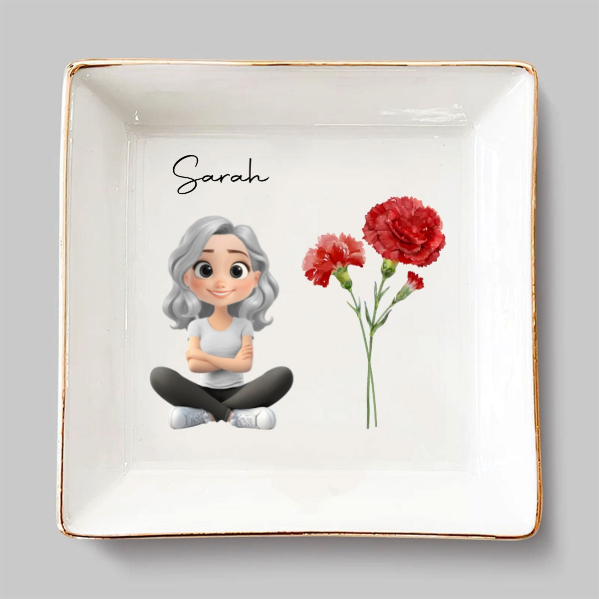 Friends Are Flowers That Never Fade Cartoonize - Personalized Custom Jewelry Dish