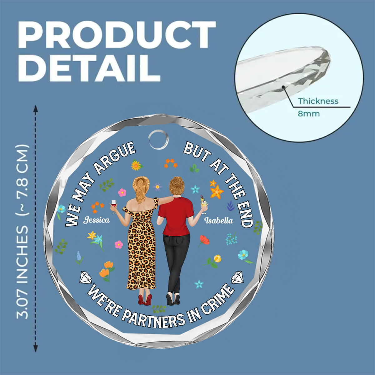 Partners Forever No Matter What - Personalized Custom Glass Ornament