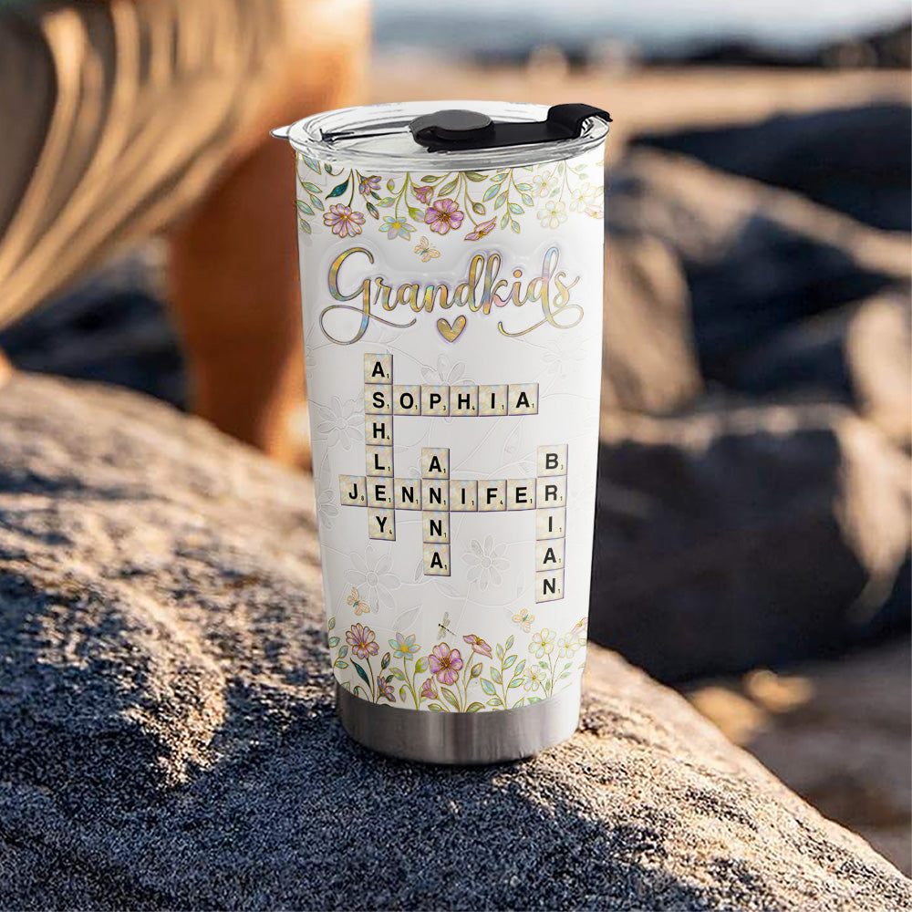 Love My Grandkids Crossword Mother Of Pearl - Personalized Custom 3D Inflated Effect Tumbler