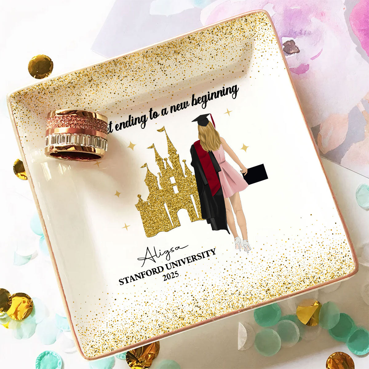 A Sweet Ending To A New Beginning - Personalized Custom Jewelry Dish