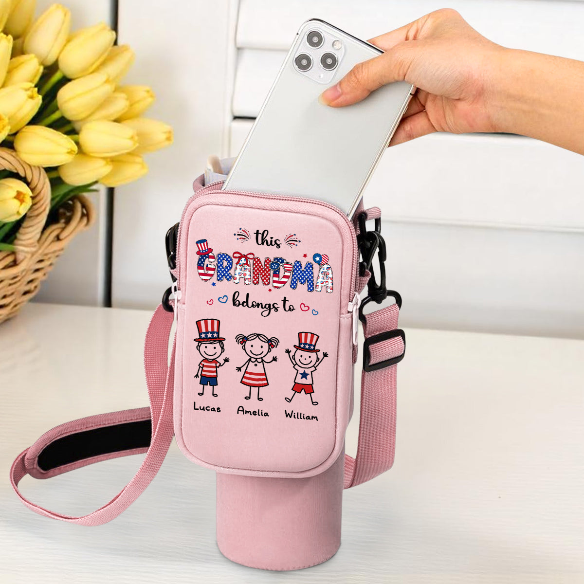 Home Is Where Your Grandma Is - Personalized Custom Water Bottle Carrier Bag