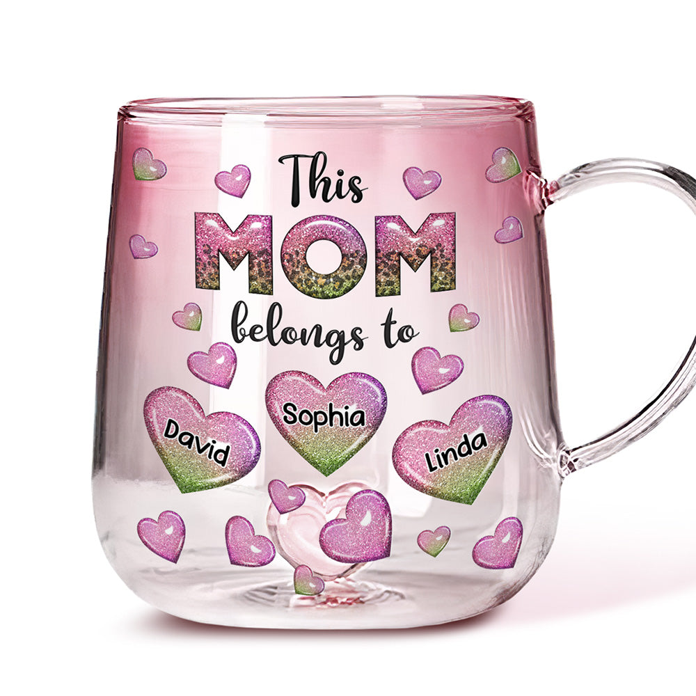 This Mom Belongs To - Personalized Custom Pink Gradient Glass Mug