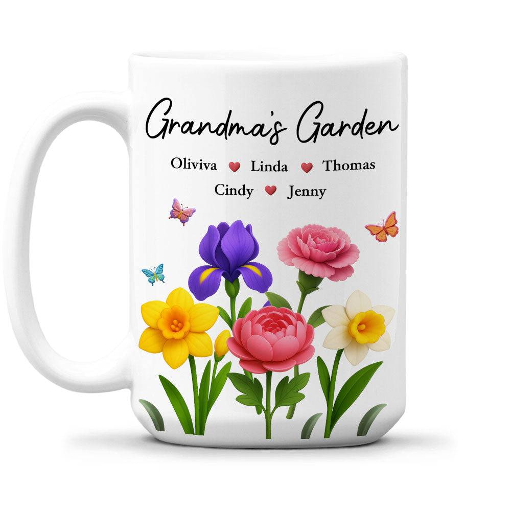 Grandma Garden Flowers - Personalized Custom Coffee Mug