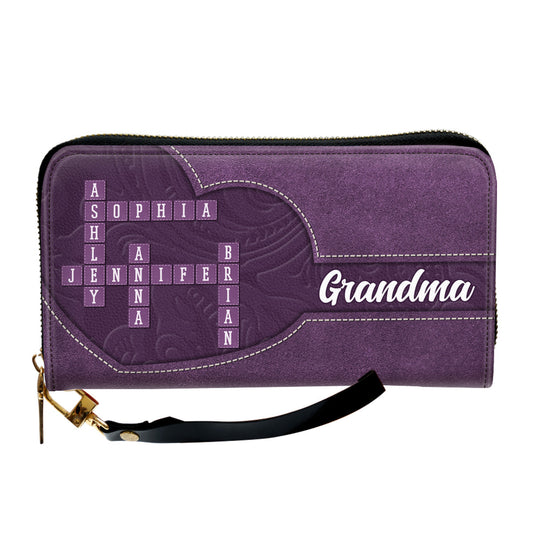 Love My Grandkids Crossword - Personalized Custom Leather Wallet