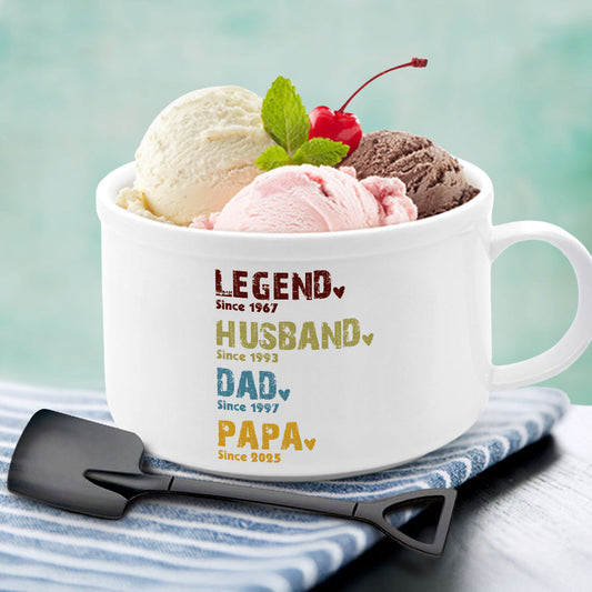 Legend, Husband, Dad, Grandpa - Personalized Custom Ceramic Bowl