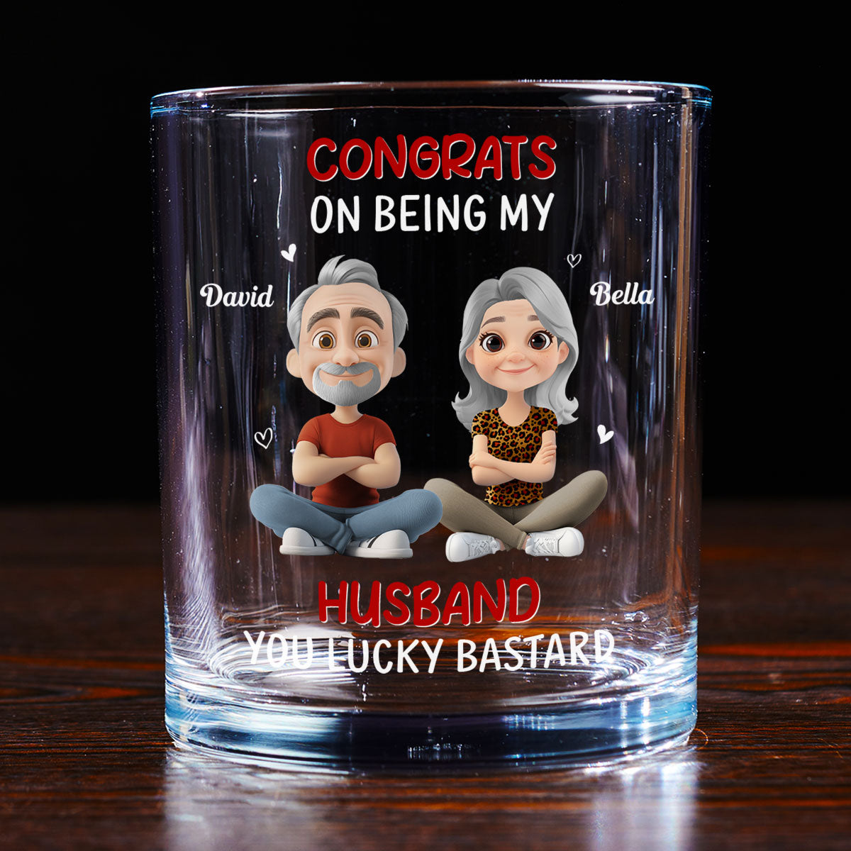Congrats My Husband - Personalized Custom Whiskey Glass