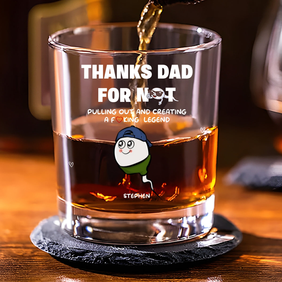 Thanks Dad For Creating A Legend - Personalized Custom Whiskey Glass
