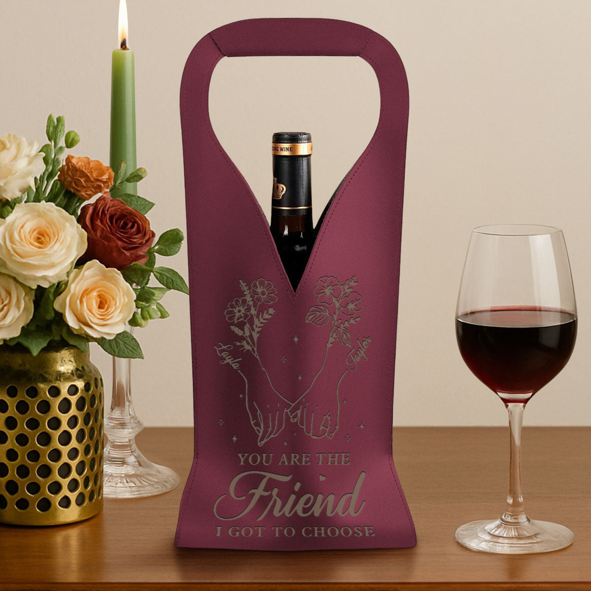 I Got To Choose - Personalized Custom Engraved Leather Wine Bag