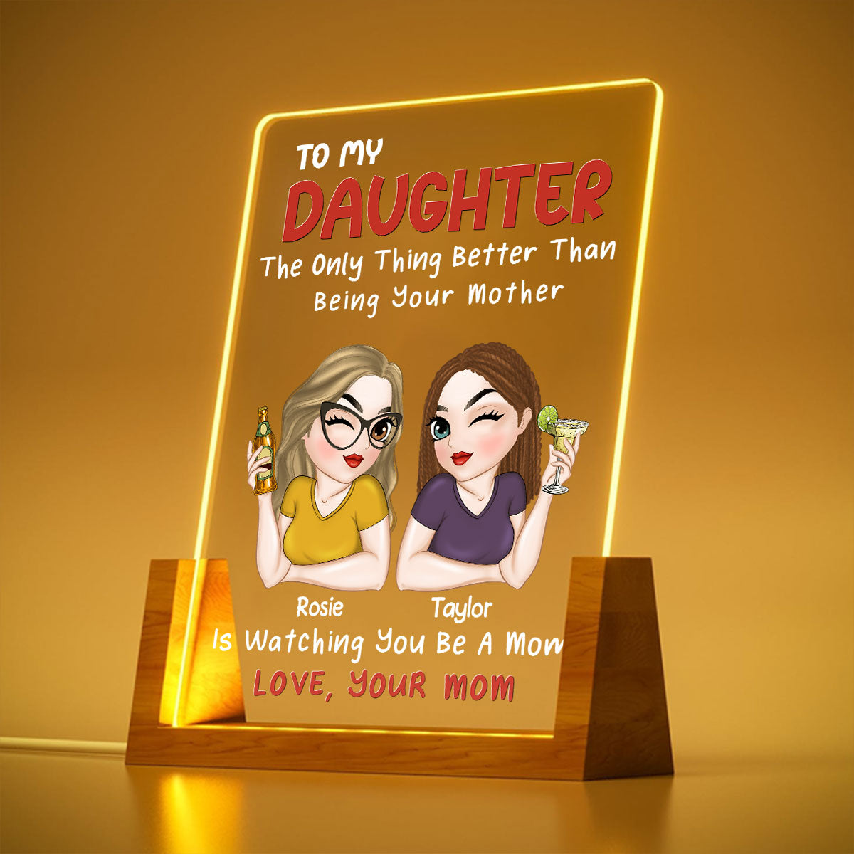 Lovely Daughter - Personalized Custom Plaque With Walnut Base