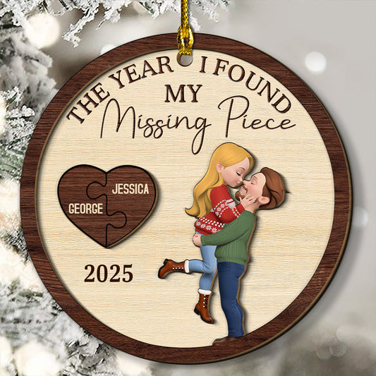 My Heart Found Its Match - Personalized Custom Freeshape 2-Layered Wood Ornament