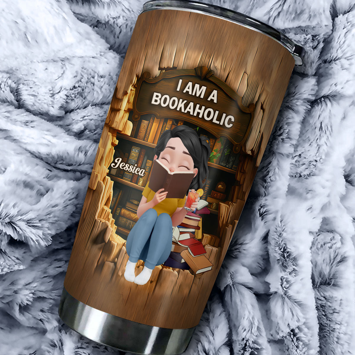 I Am A Bookaholic Girl - Personalized Custom Tumbler