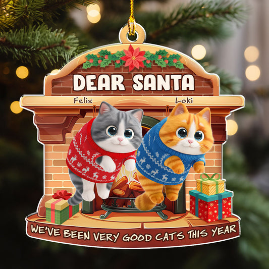 We Have Been Very Good Cats Santa Cartoonize - Personalized Custom Acrylic Ornament