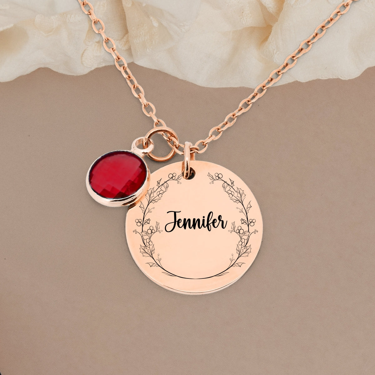 Custom Name Circle Flower - Personalized Custom Birthstone Necklace