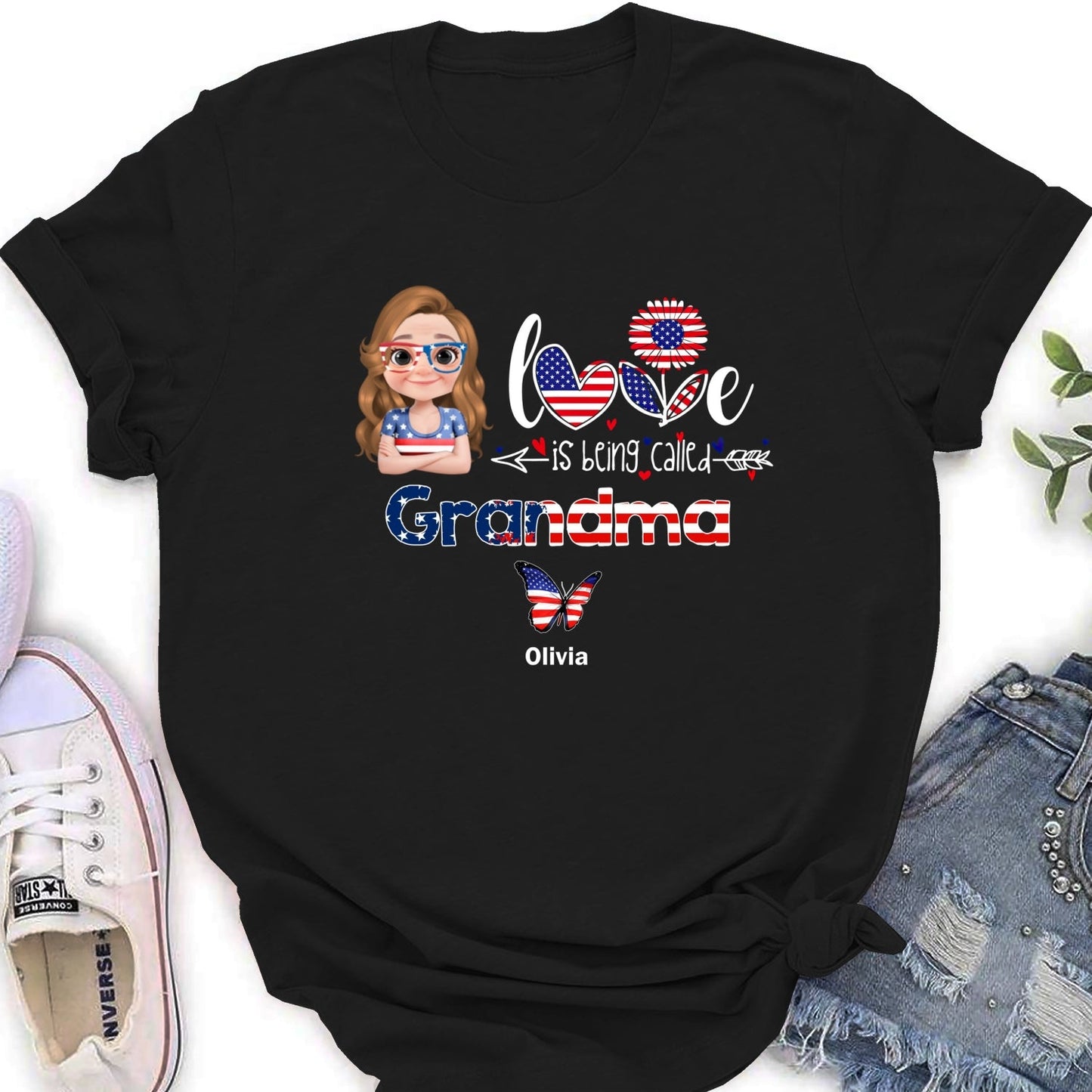 Stars And Stripes Grandma Love - Personalized Custom Shirt