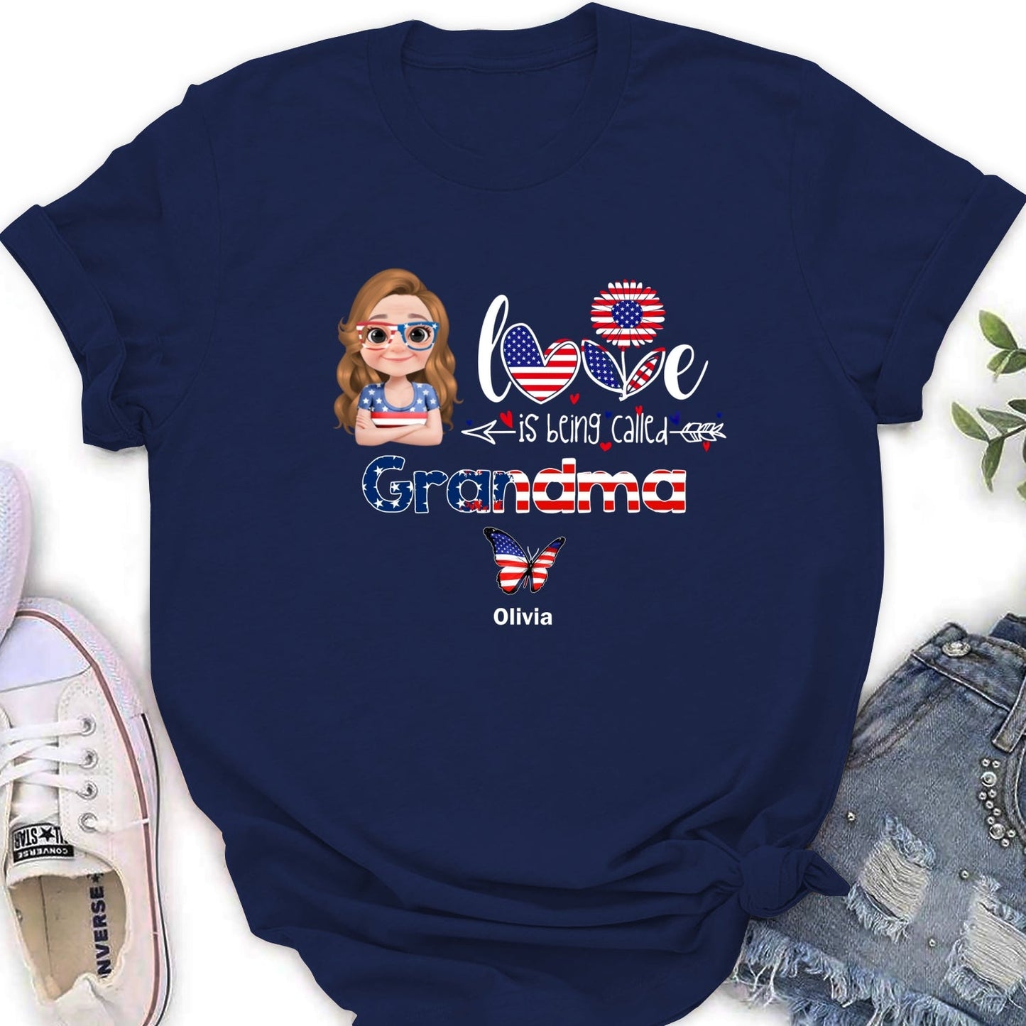 Stars And Stripes Grandma Love - Personalized Custom Shirt