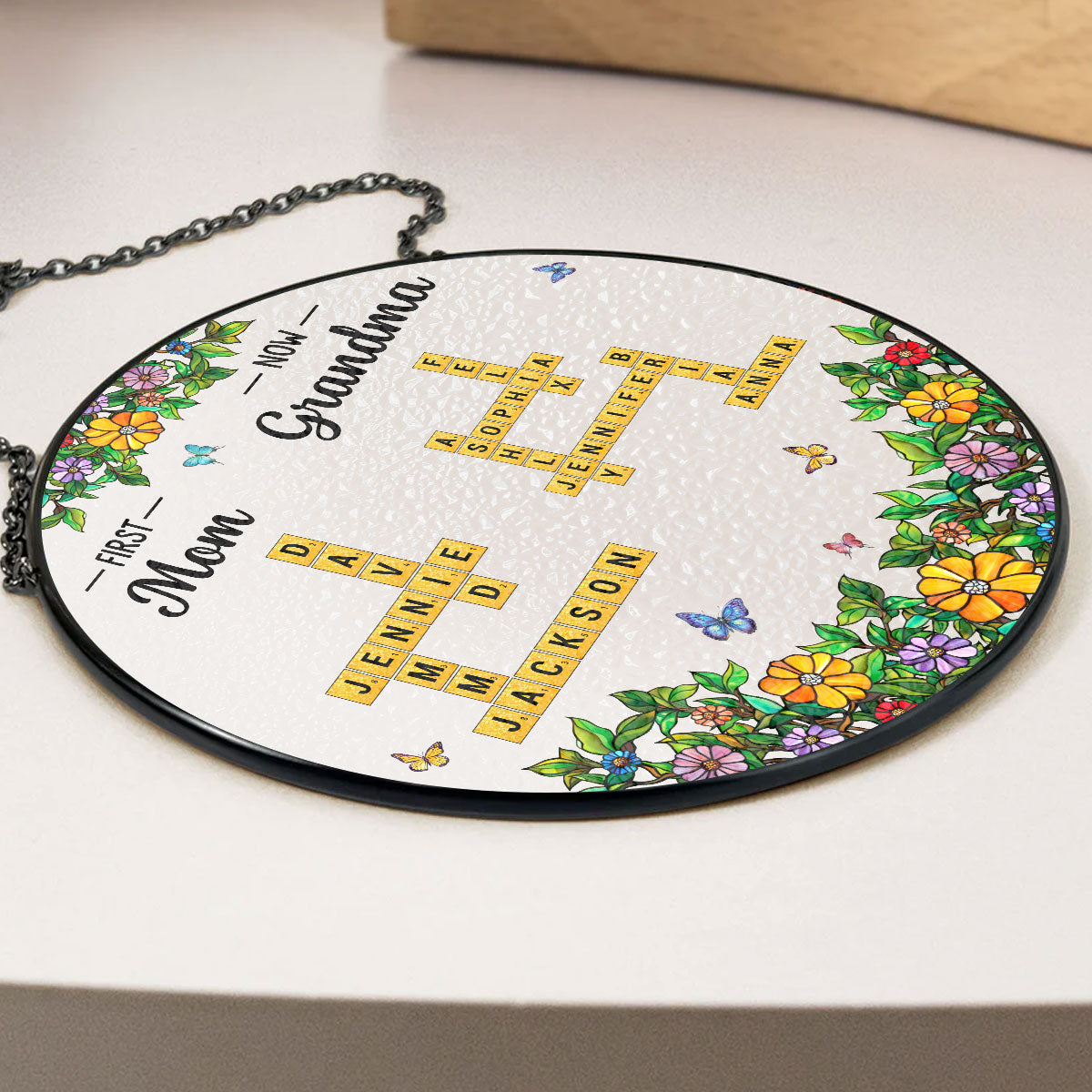 Mom And Grandma - Personalized Custom Window Hanging Suncatcher