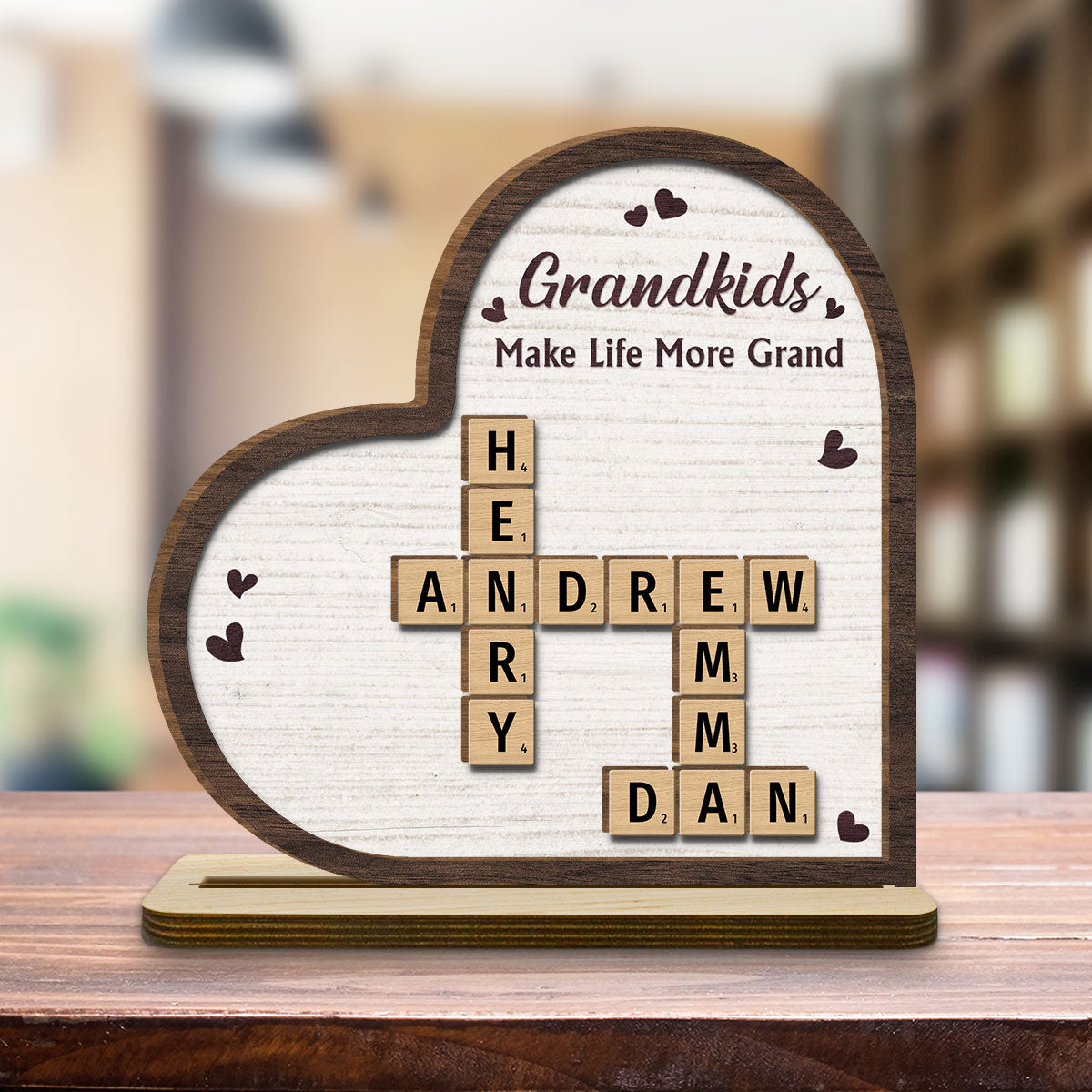 Grandkids Make Life Grand - Personalized Custom 2-Layer Wood Plaque With Flat Base