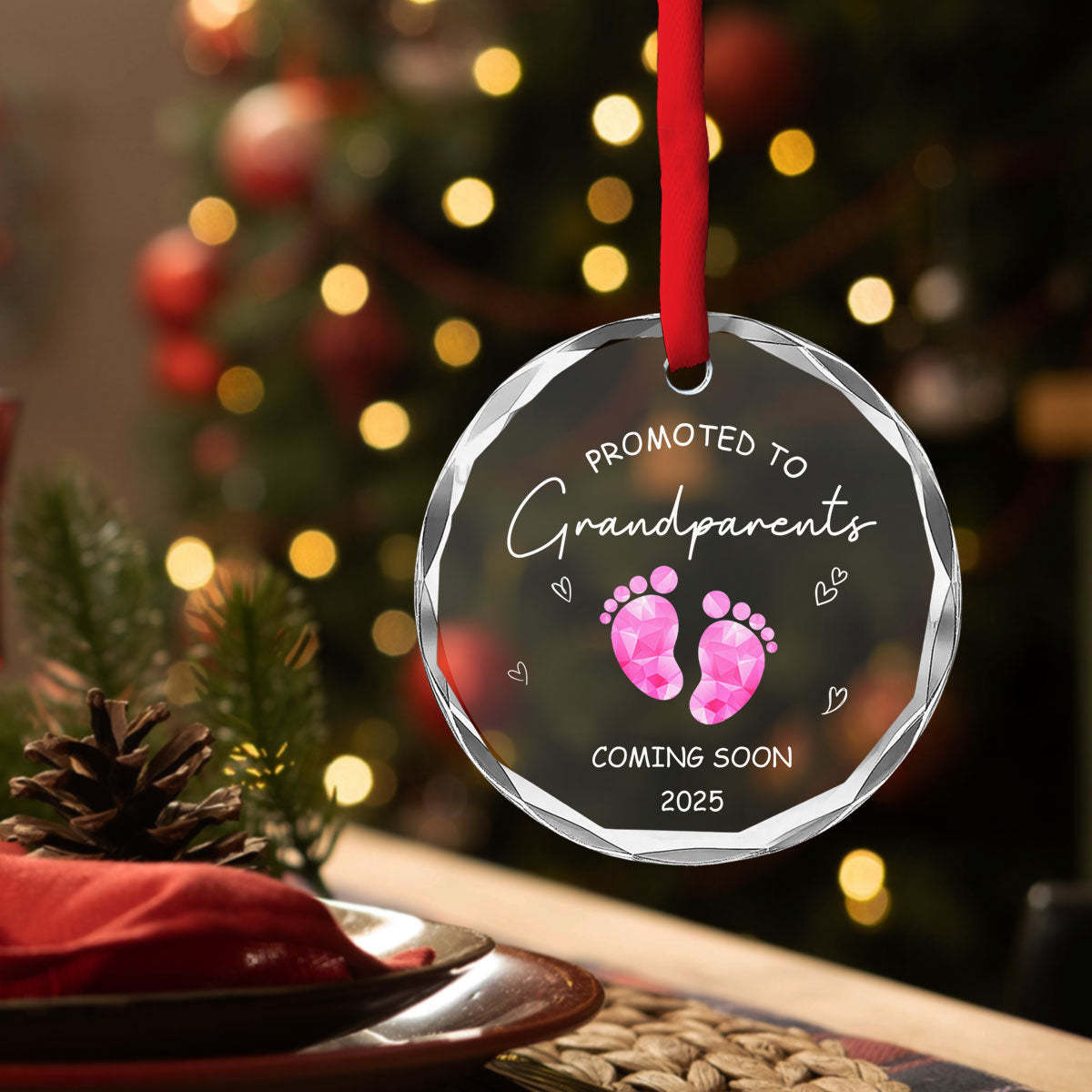 Promoted To Grandparents - Personalized Custom Glass Ornament