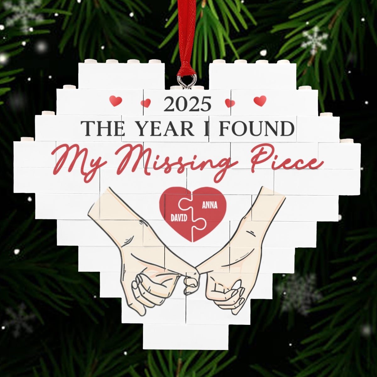 The Year I Found My Missing Piece - Personalized Custom Heart Puzzle Ornament