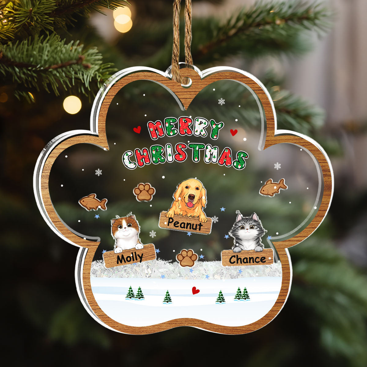 Merry Christmas Ver Pet - Personalized Custom Acrylic Shaker Ornament