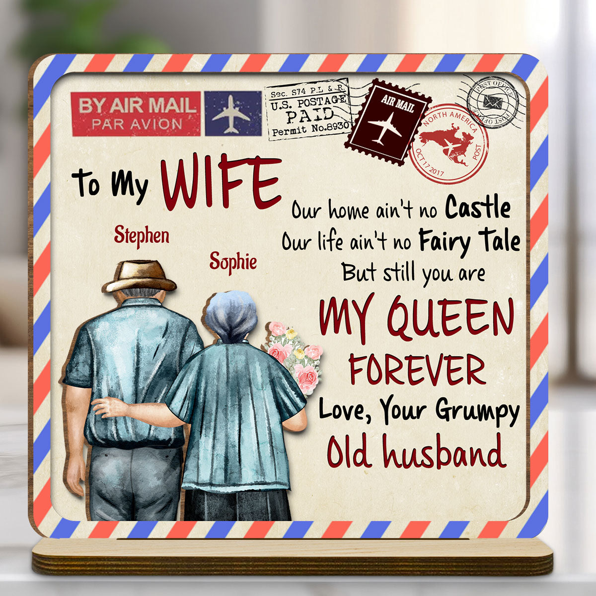 My Queen - Personalized Custom 2-Layer Wood Plaque With Flat Base