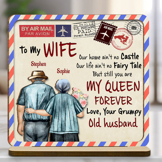 My Queen - Personalized Custom 2-Layer Wood Plaque With Flat Base