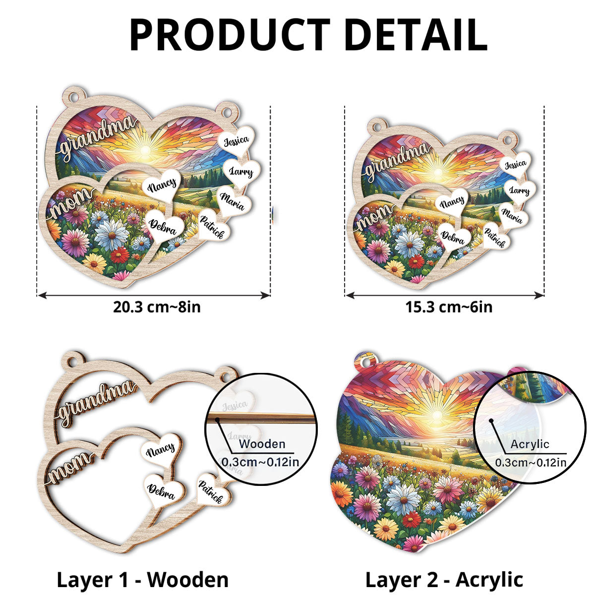 Grammy We Love You Forever - Personalized Custom Suncatcher 