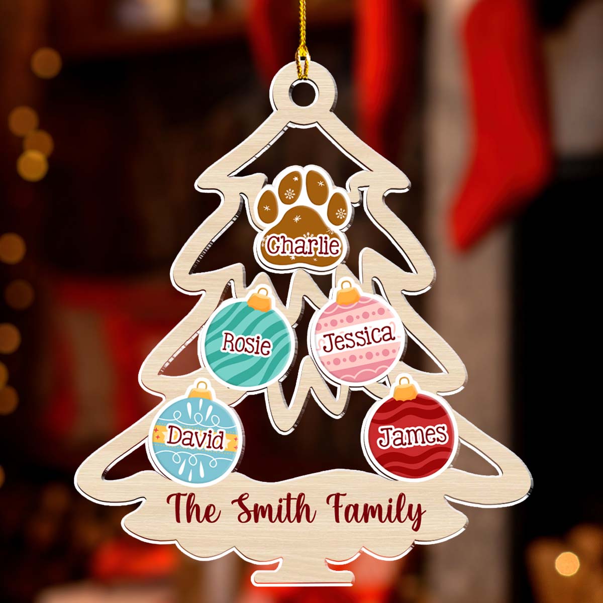Family Tree Merry Christmas  - Personalized Custom Acrylic Ornament