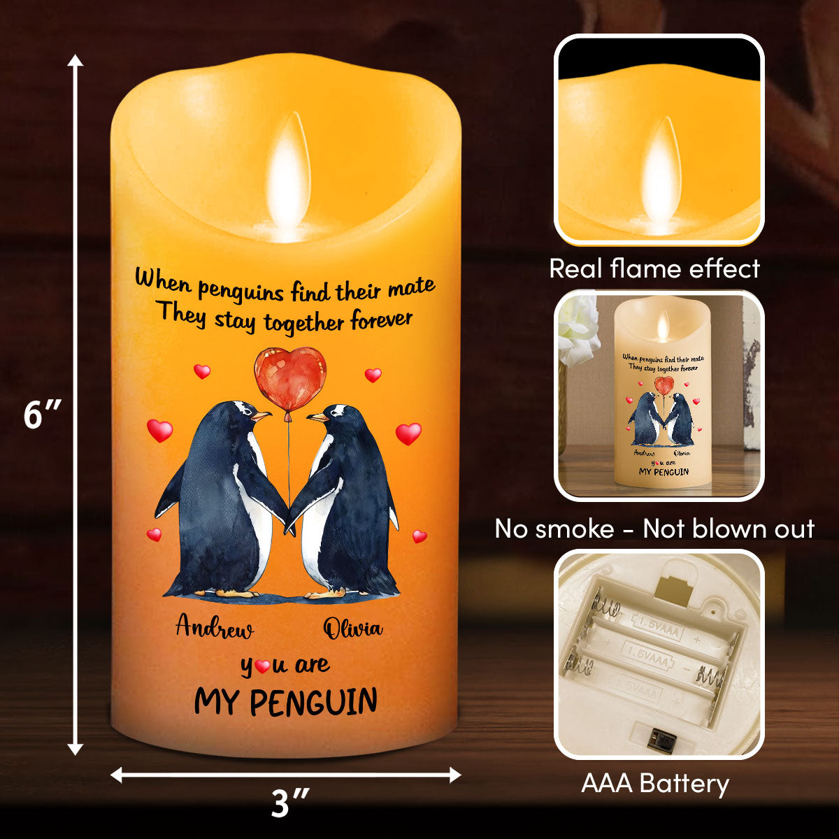 You Are My Penguin - Personalized Custom LED Candle