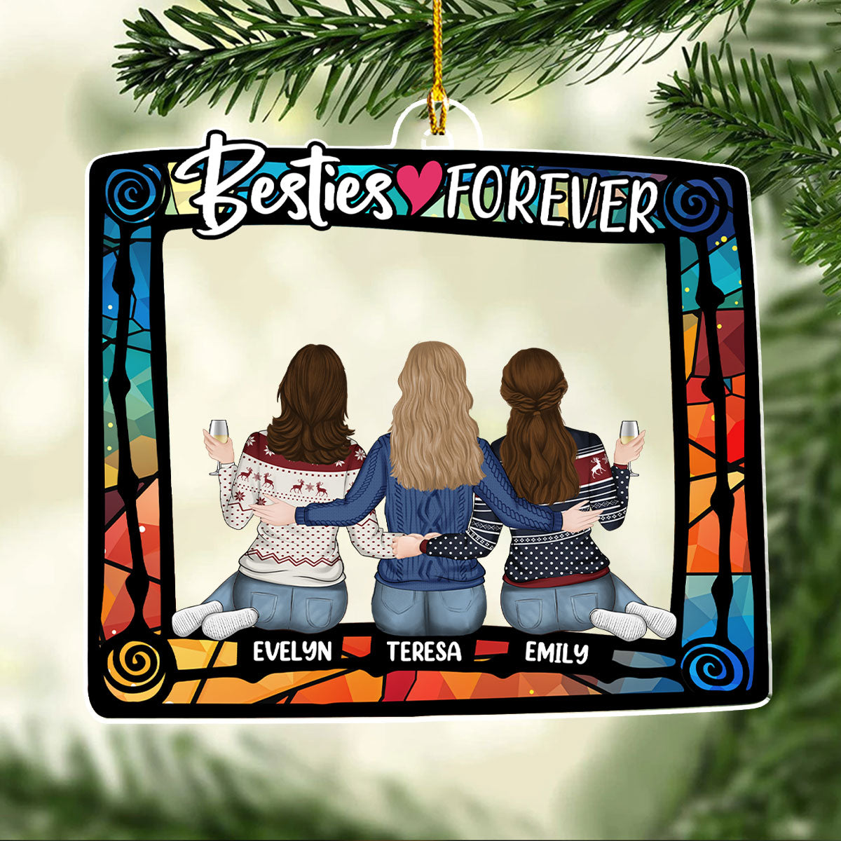 Besties Always And Forever - Personalized Custom Acrylic Ornament