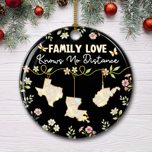 Family Love Knows No Distance Mother Of Pearl 2 - Personalized Custom Ceramic Ornament